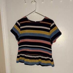 Halogen Colorful Striped Short Sleeve Top